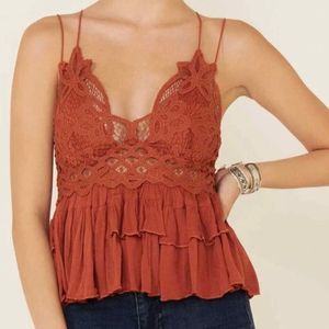 Free People Adella Cami Boho Crochet Lace Top Winding Roads, NWT